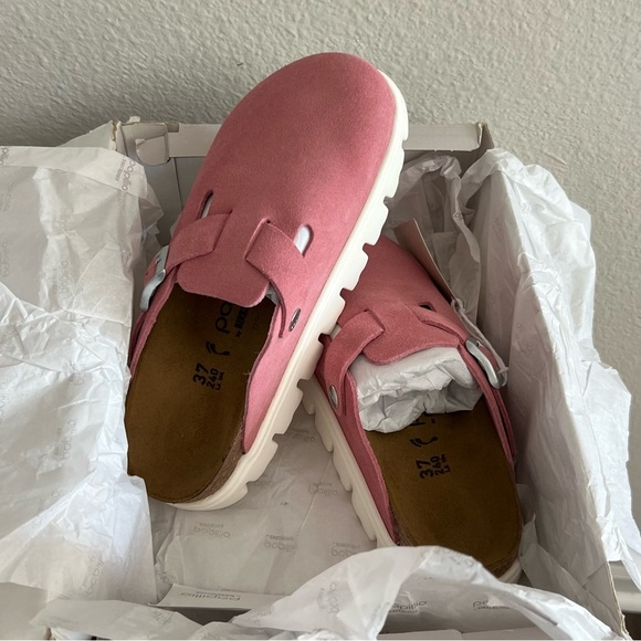 BIRKENSTOCK PAPILLIO BOSTON CHUNKY SUEDE  Candy Pink 37 Ladies 6. - Picture 1 of 7